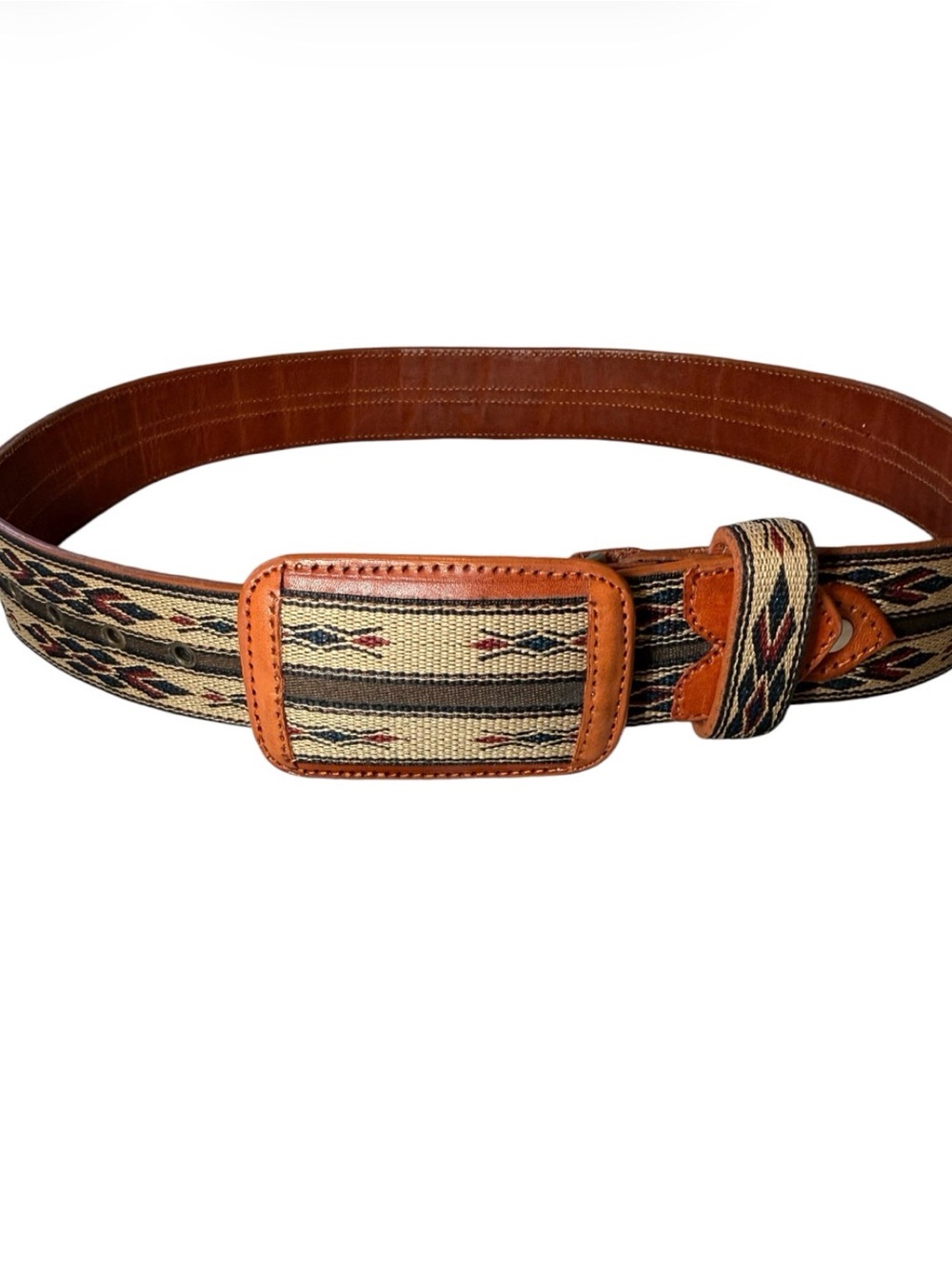 Vintage Talabartería El Colotlense Leather Tapestry Belt 38 Charro